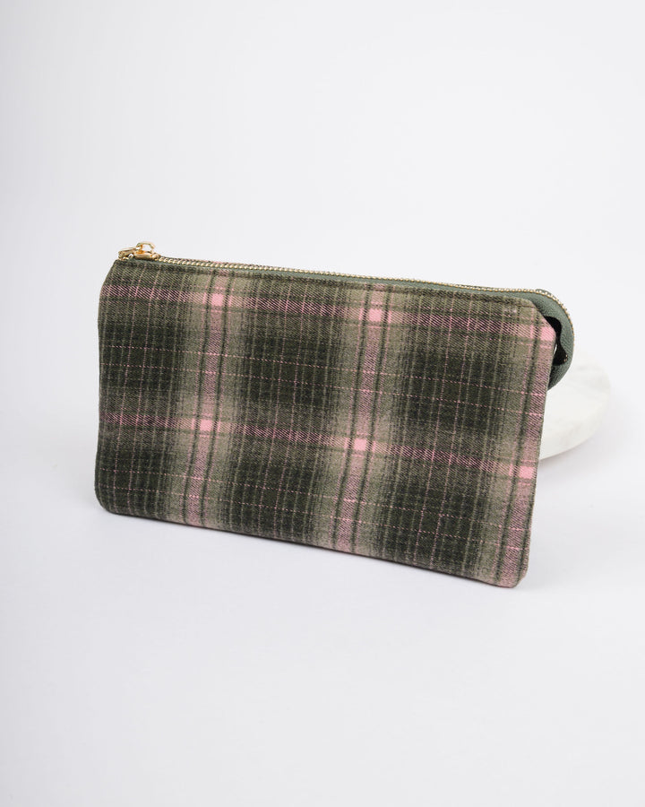 Riley Vegan Crossbody - Plaid Olive