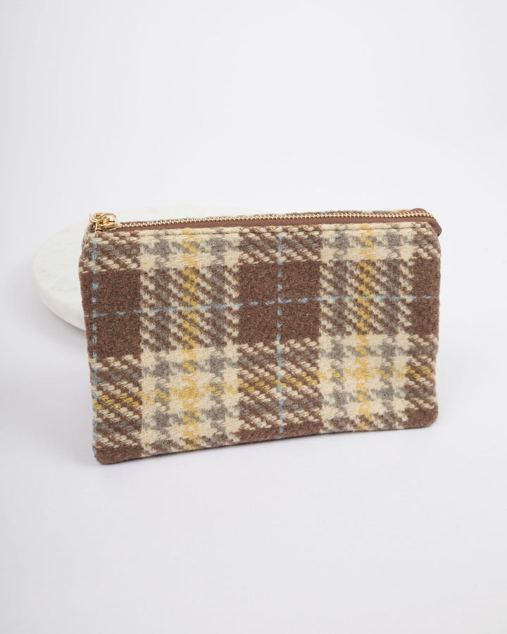 Riley Vegan Crossbody - Plaid Brown