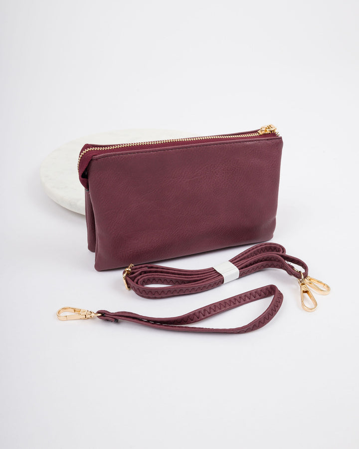 Riley Vegan Crossbody - Maroon