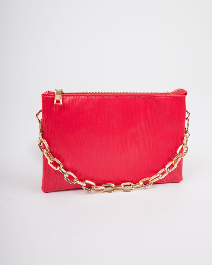 Izzy Vegan Textured Crossbody - Red