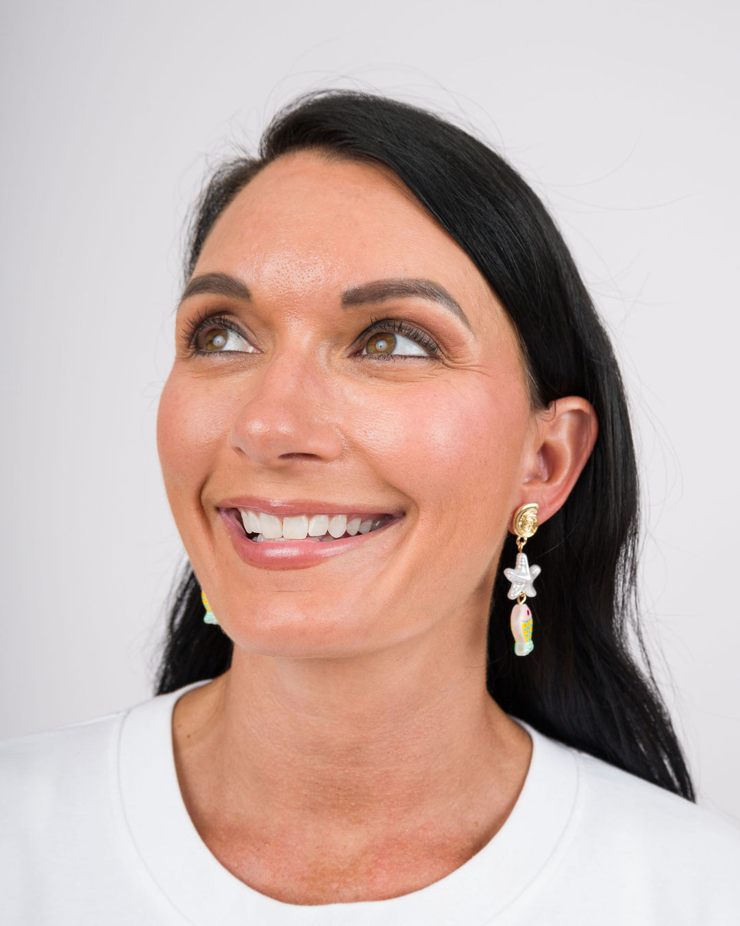 Fish and Starfish Earrings - Light Pink