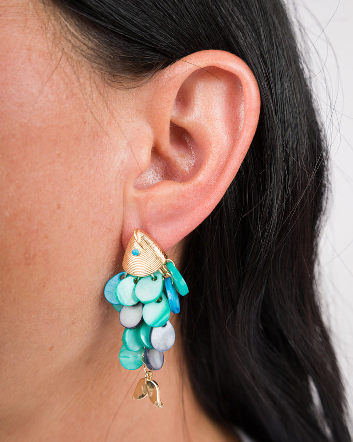 Pearly Cluster Fish Drop Earrings