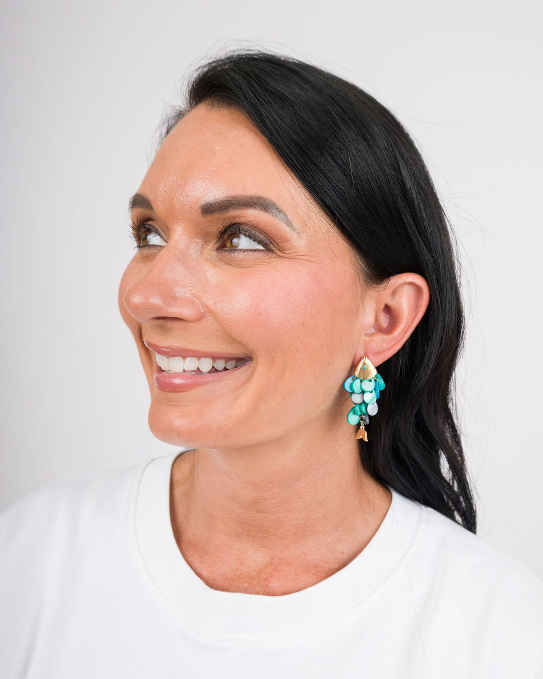 Pearly Cluster Fish Drop Earrings