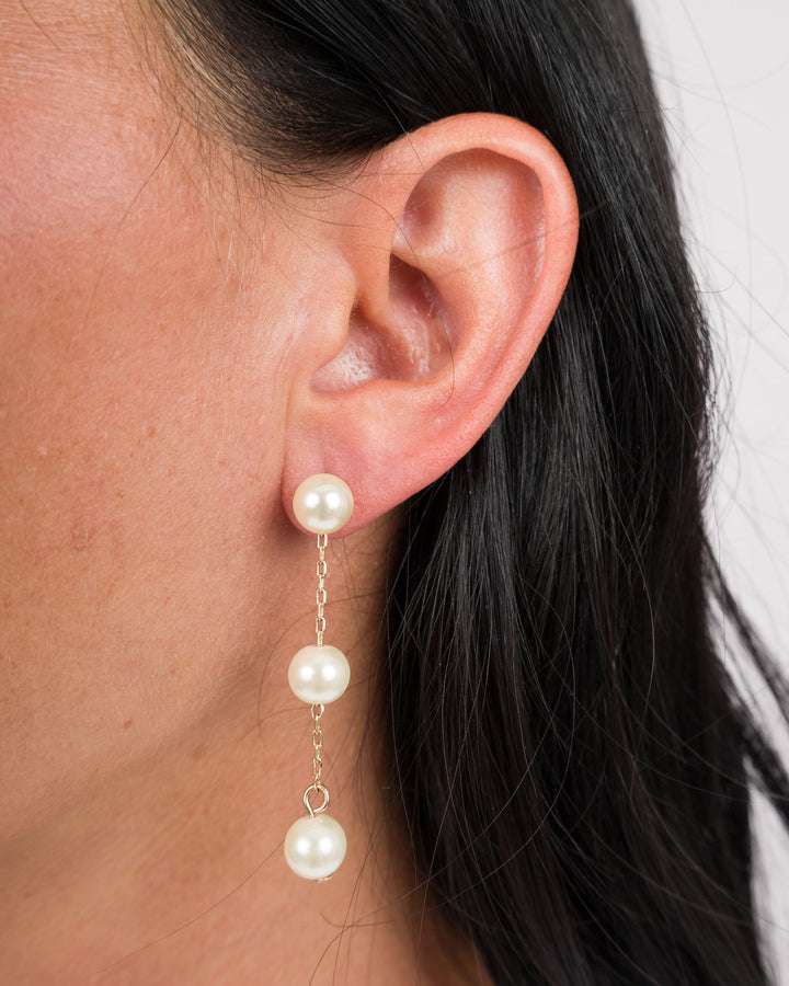 Three Pearl Bead Earrings