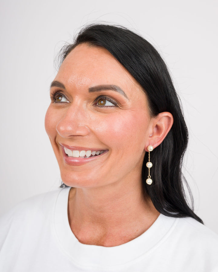 Three Pearl Bead Earrings