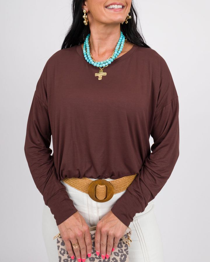 Casey Bamboo Bubble Top - Brown