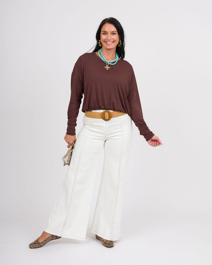 Casey Bamboo Bubble Top - Brown