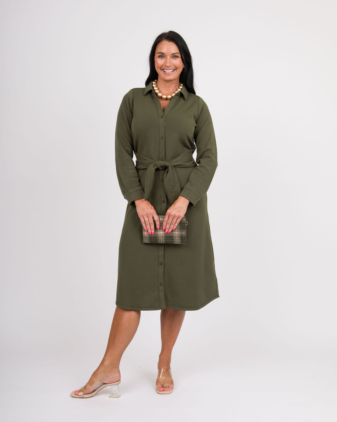 Spanx Air Essentials Tie Front Shirt Dress - Monstera