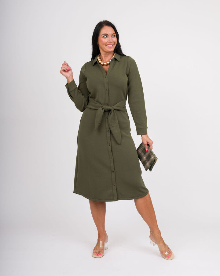 Spanx Air Essentials Tie Front Shirt Dress - Monstera