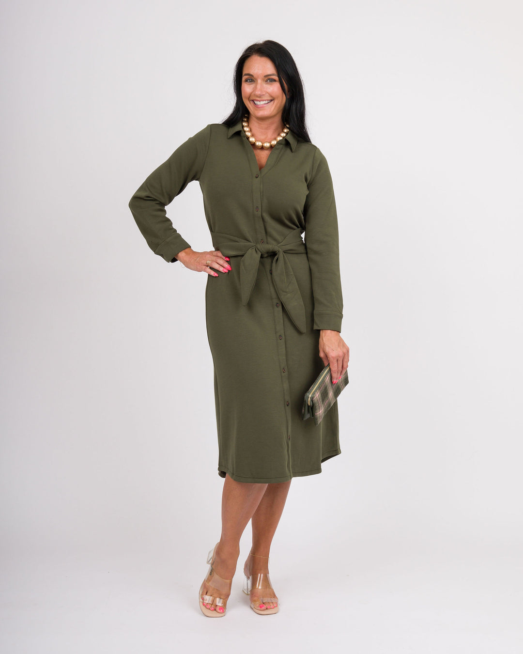 Spanx Air Essentials Tie Front Shirt Dress - Monstera
