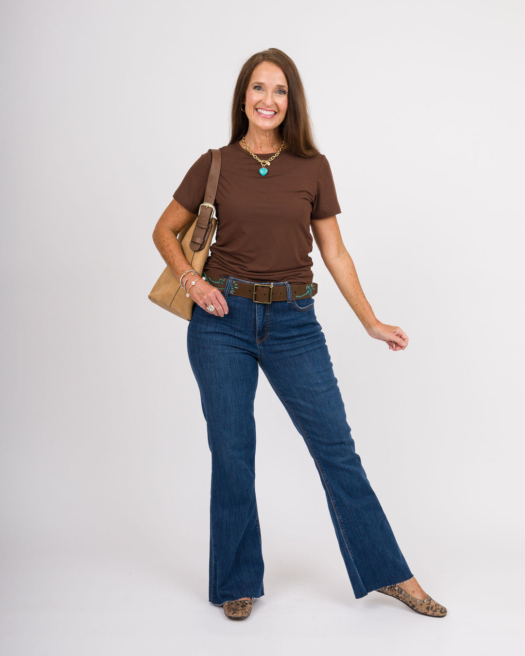 Tasha Ruched Tee - Brown