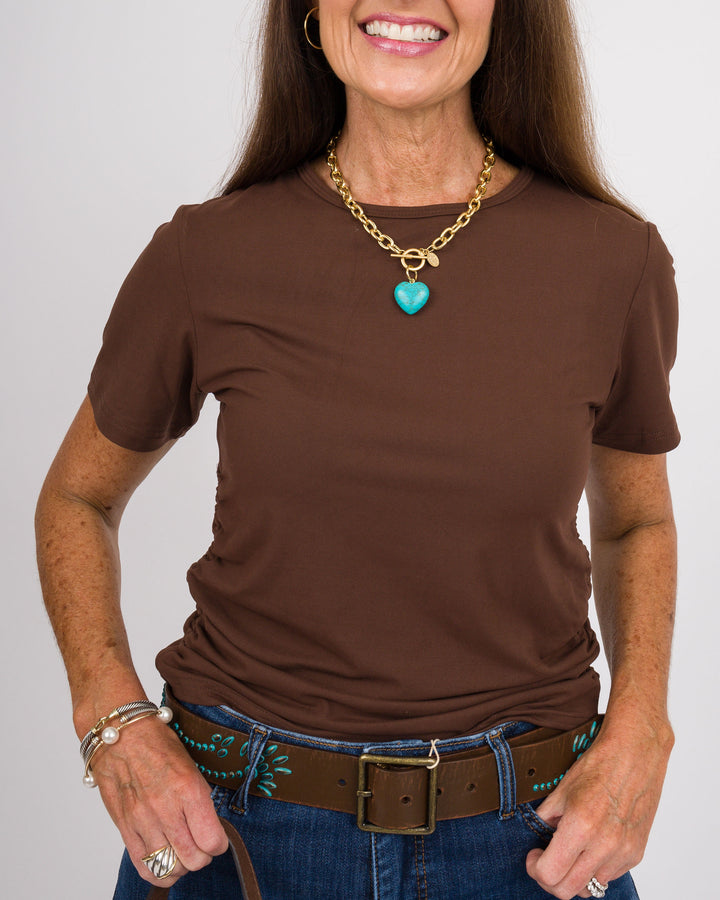 Tasha Ruched Tee - Brown