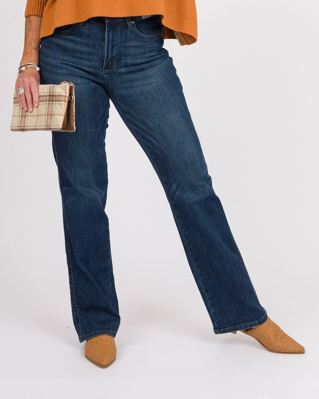 Judy Blue Mid Rise Straight Jeans - Dark