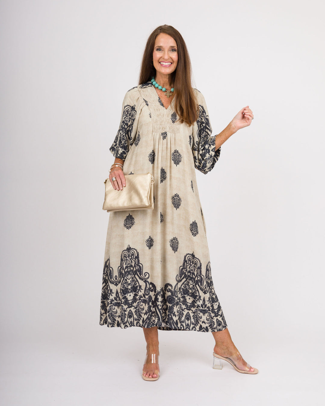 Charlie Smocked Front Midi Dress