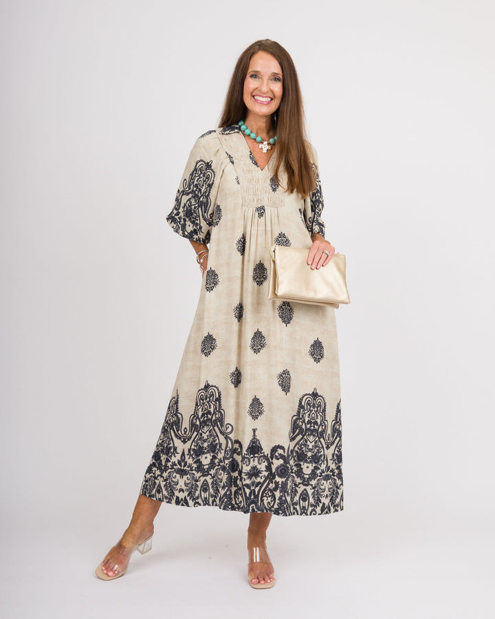 Charlie Smocked Front Midi Dress