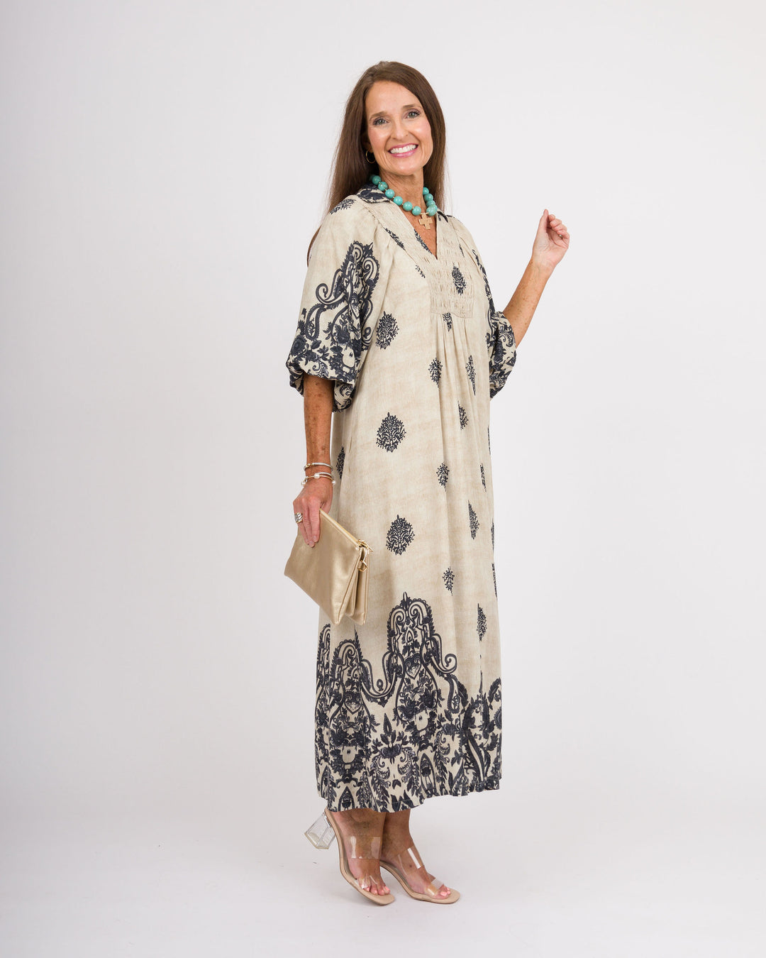 Charlie Smocked Front Midi Dress