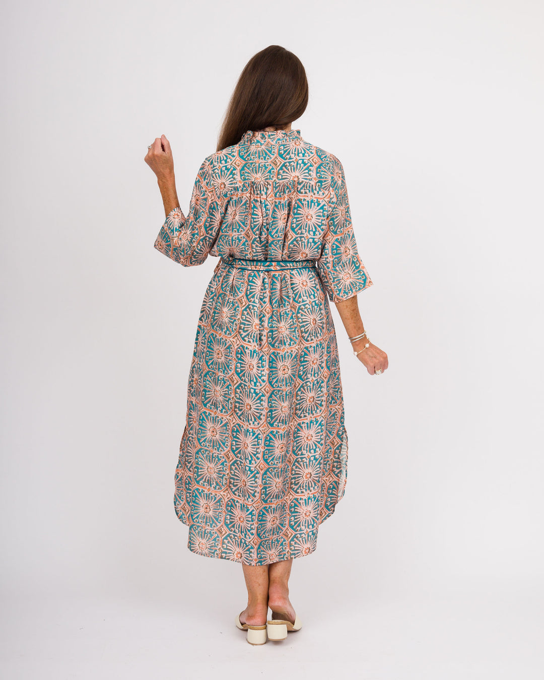 Alycia Tie Waist Midi Dress - Blue