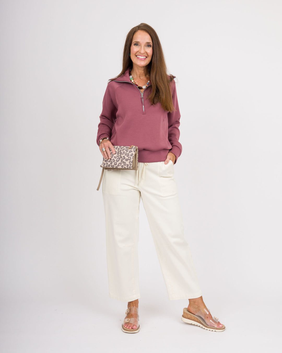 Spanx Air Essentials Half Zip - Rum Raisin