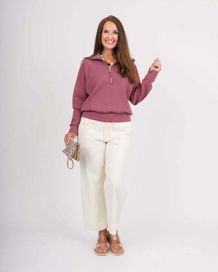 Spanx Air Essentials Half Zip - Rum Raisin