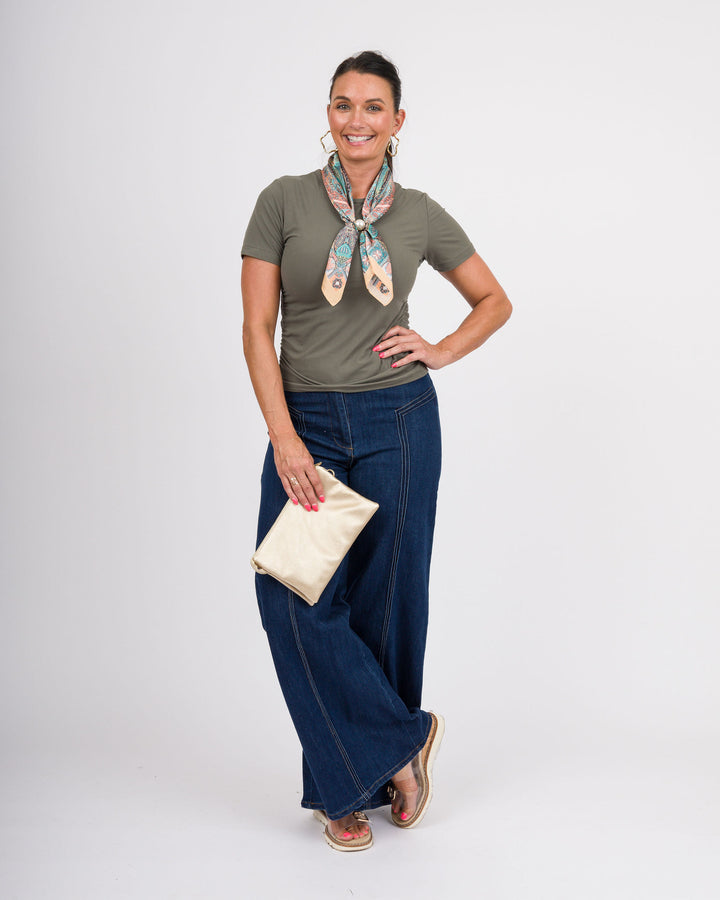 Tasha Ruched Tee - Olive
