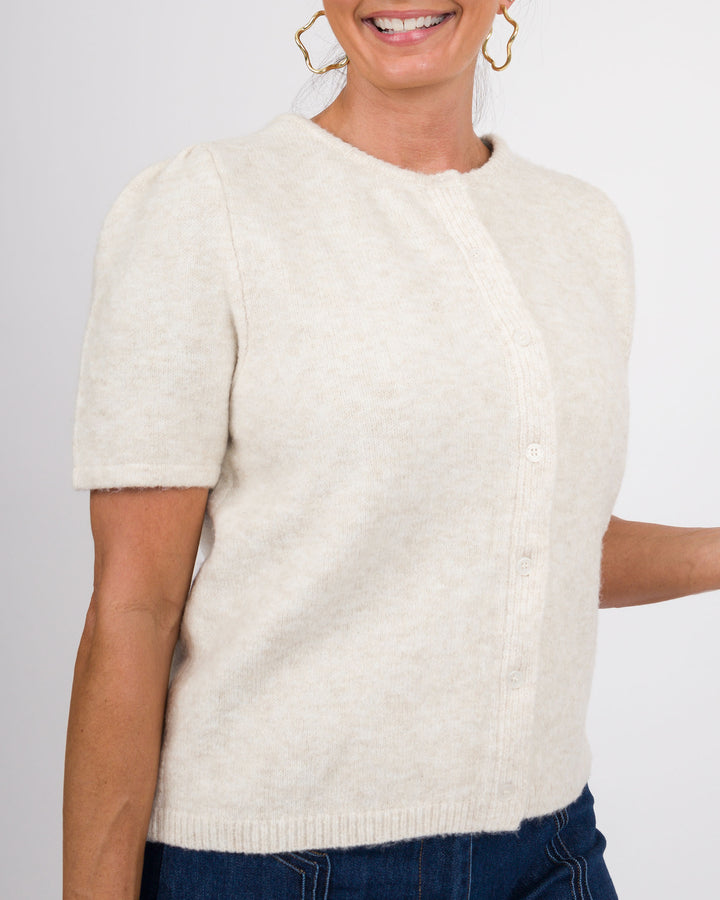 Thompson Oatmeal Short Sleeve Sweater