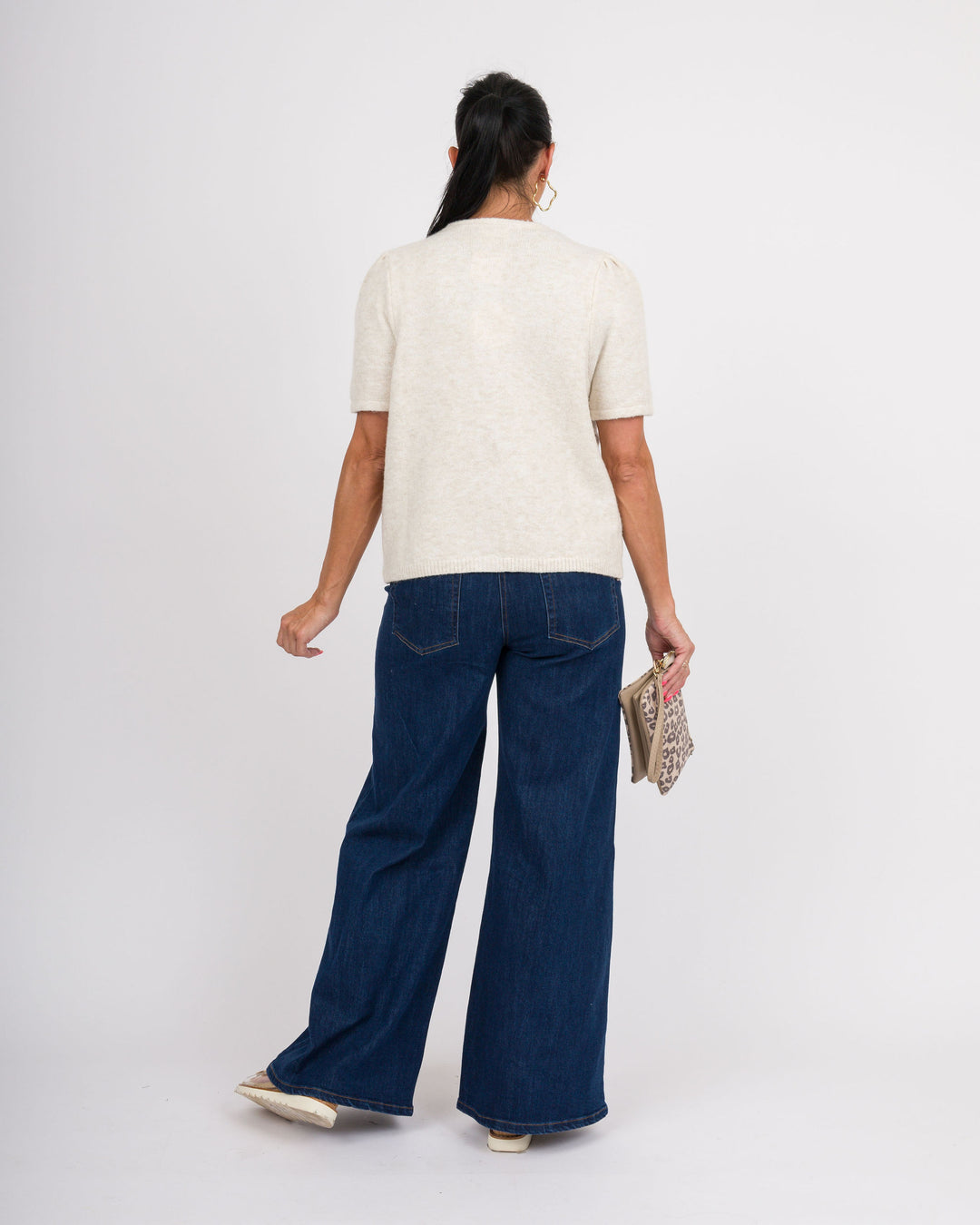 Thompson Oatmeal Short Sleeve Sweater
