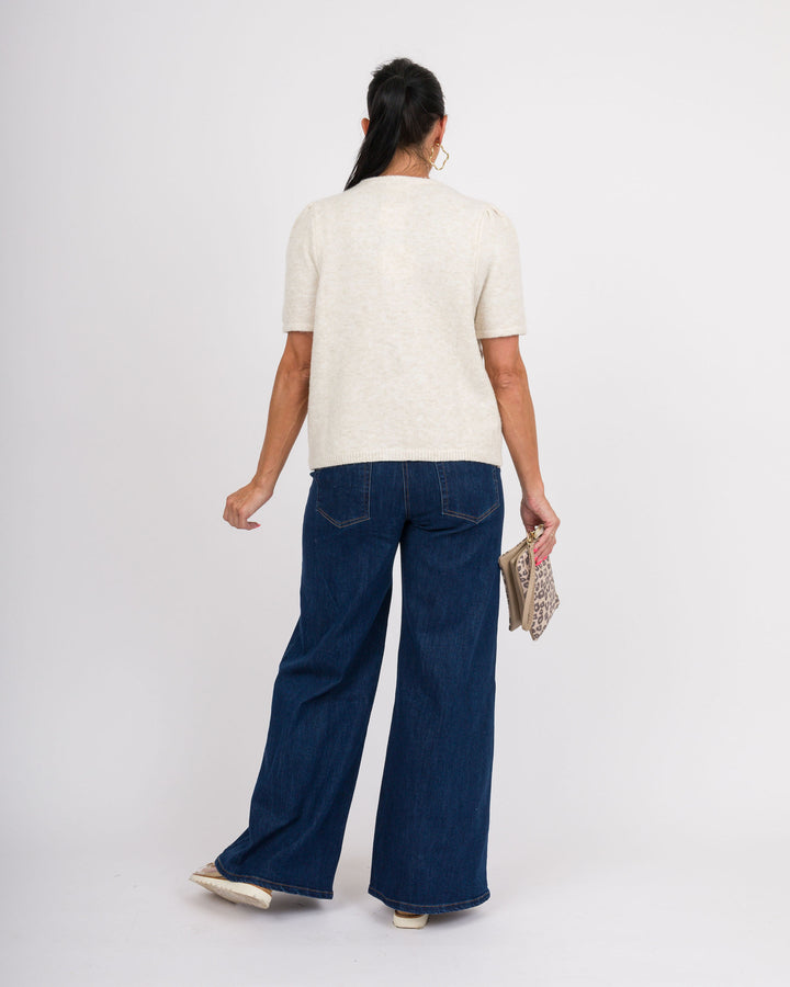 Thompson Oatmeal Short Sleeve Sweater