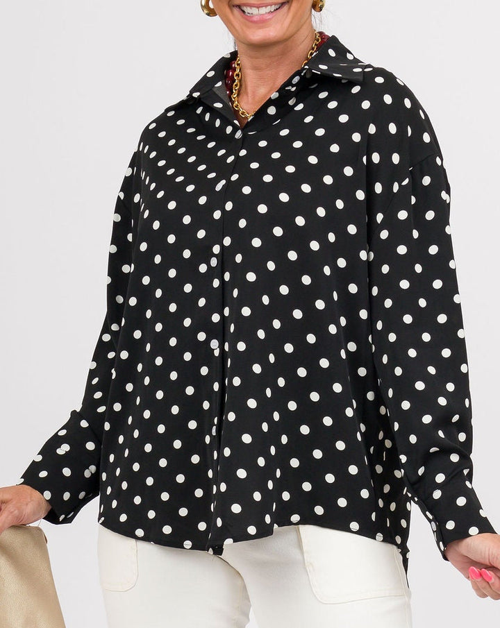 The Kathryn Shirt - Black &amp; White Polka Dot
