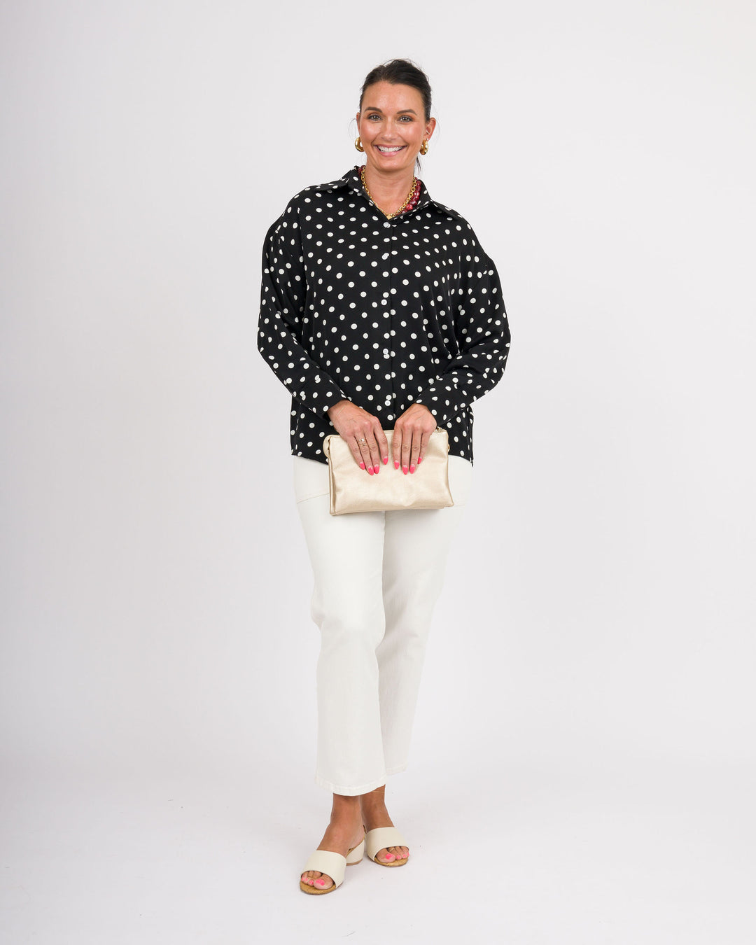 The Kathryn Shirt - Black &amp; White Polka Dot