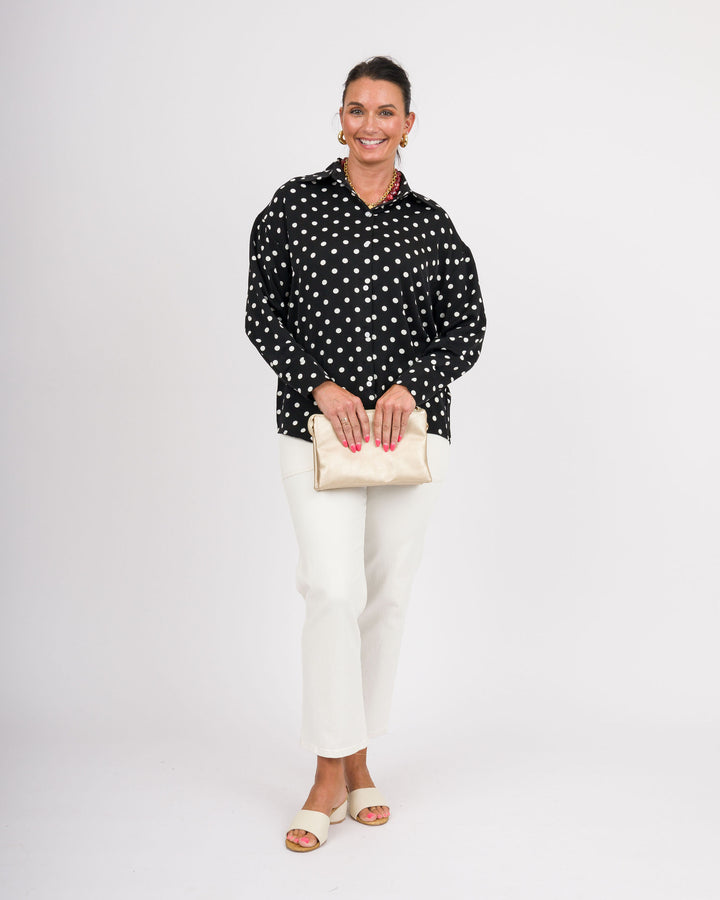 The Kathryn Shirt - Black &amp; White Polka Dot