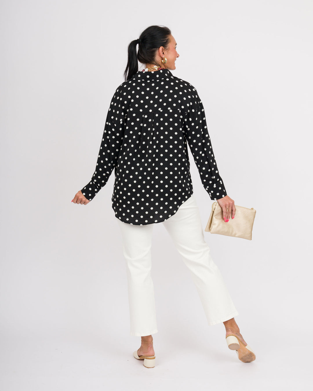 The Kathryn Shirt - Black &amp; White Polka Dot
