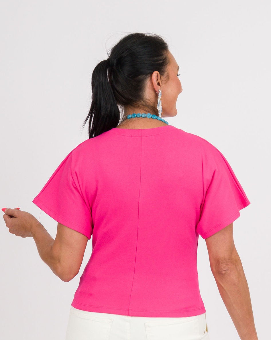 Angel Crew Neck Top Fucshia
