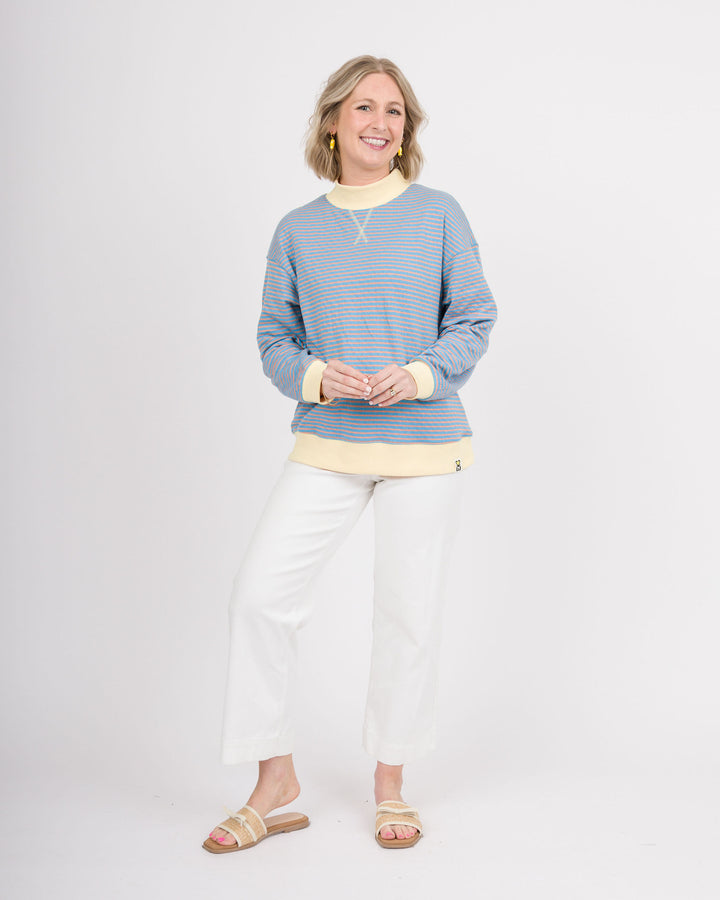 Carter Striped Top - Sky and Peach