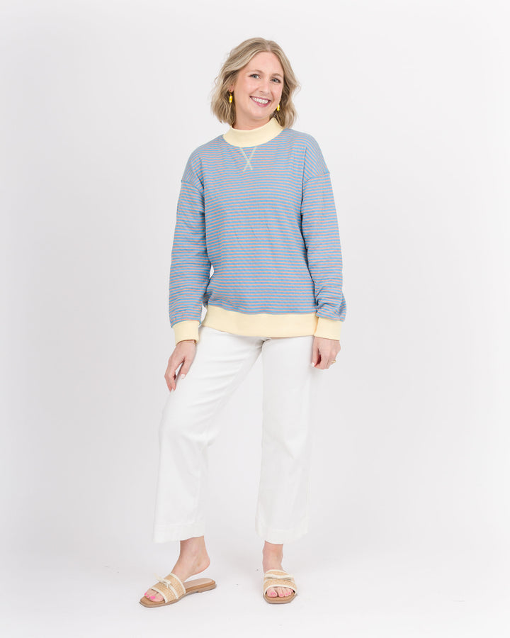 Carter Striped Top - Sky and Peach
