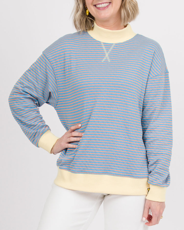 Carter Striped Top - Sky and Peach