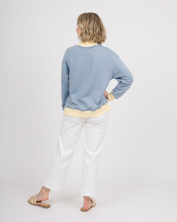 Carter Striped Top - Sky and Peach