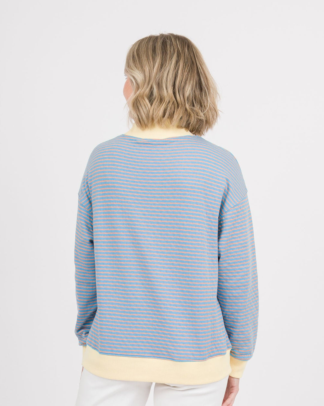 Carter Striped Top - Sky and Peach