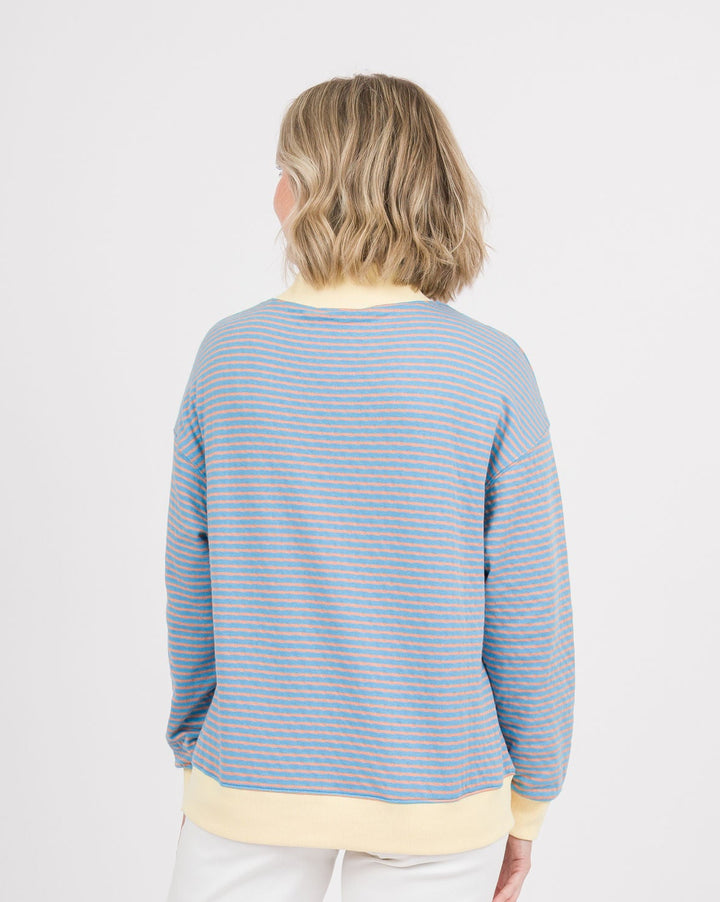 Carter Striped Top - Sky and Peach