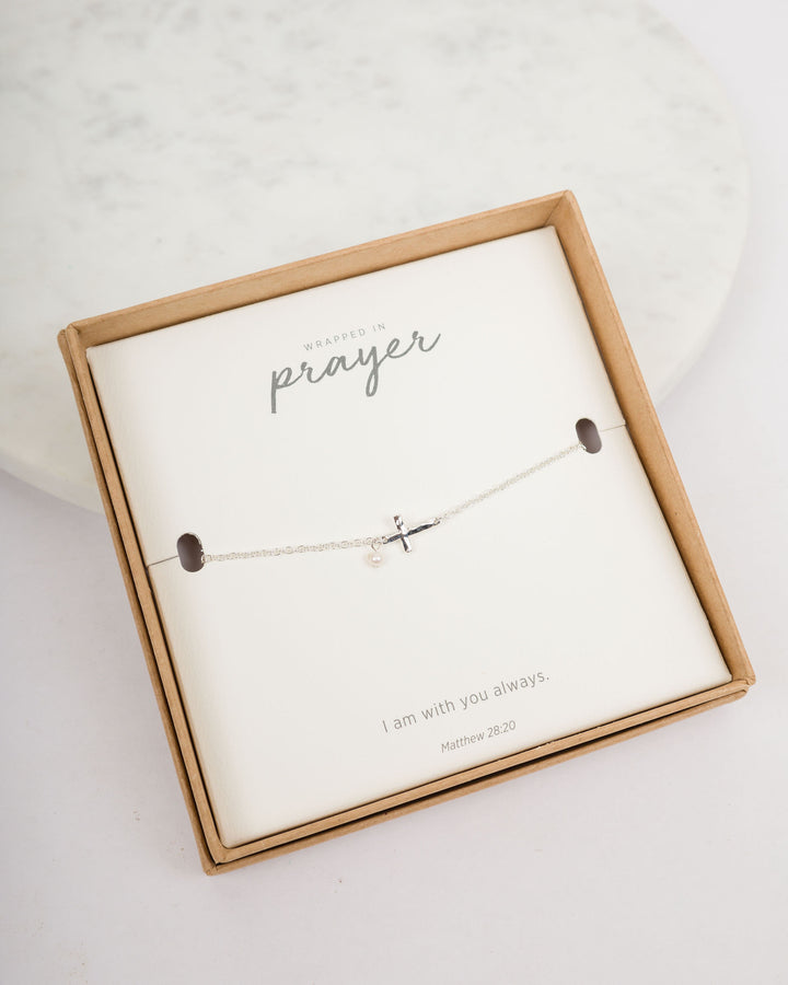 Dainty Gold Cross Bracelet - Silver
