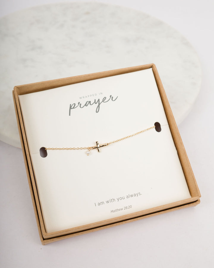 Dainty Gold Cross Bracelet - Gold