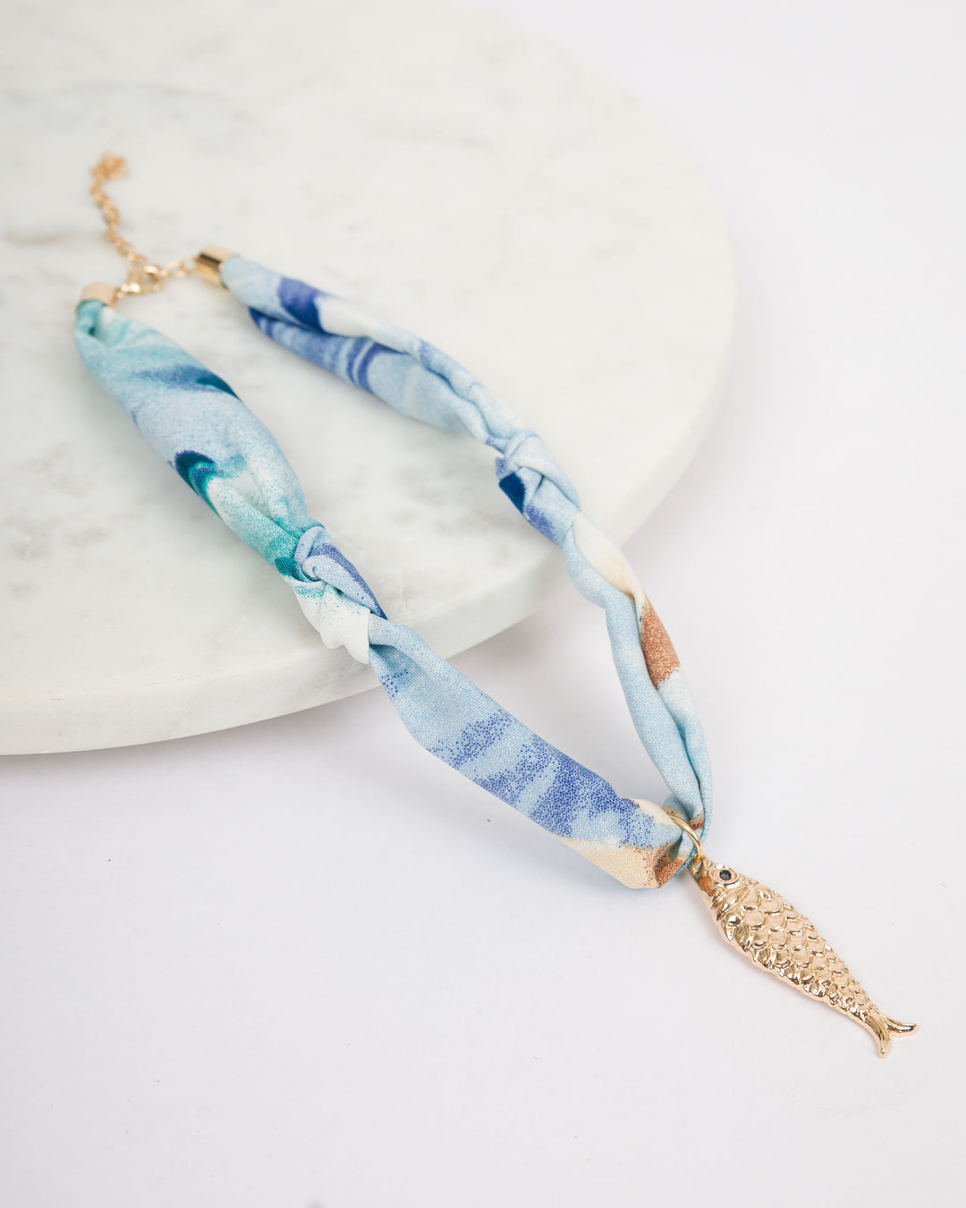 Light Blue Scarf with Fish Charm