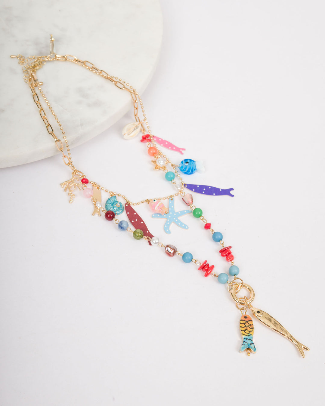 Layered Sealife Multi Charm Necklace
