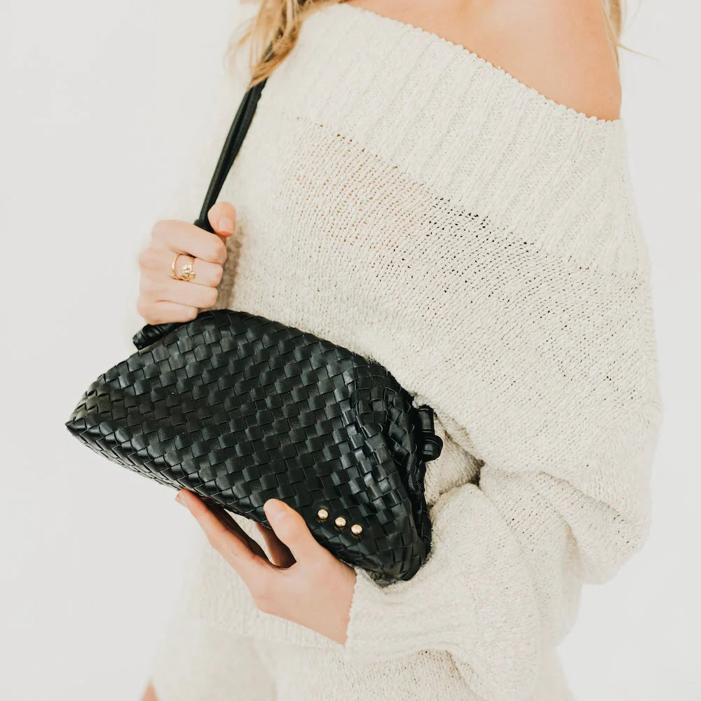 Lacy Woven Crossbody - Black