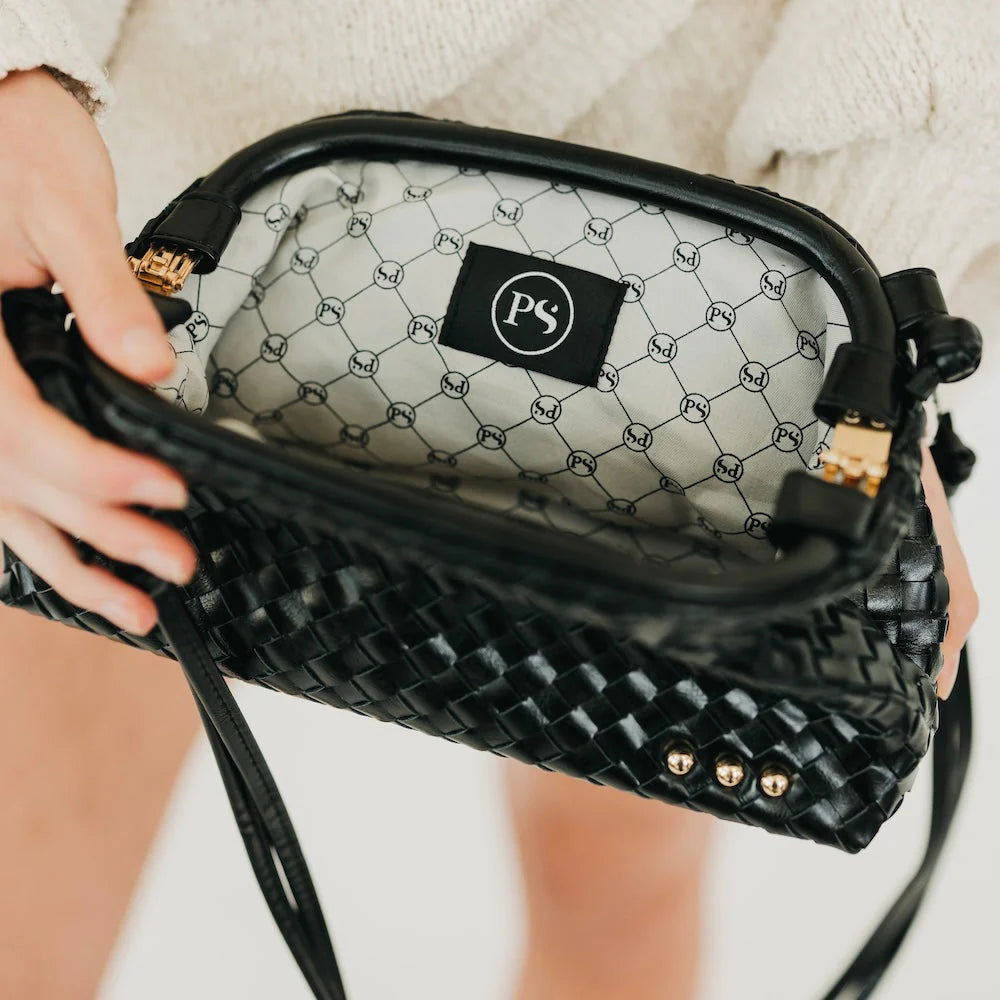Lacy Woven Crossbody - Black