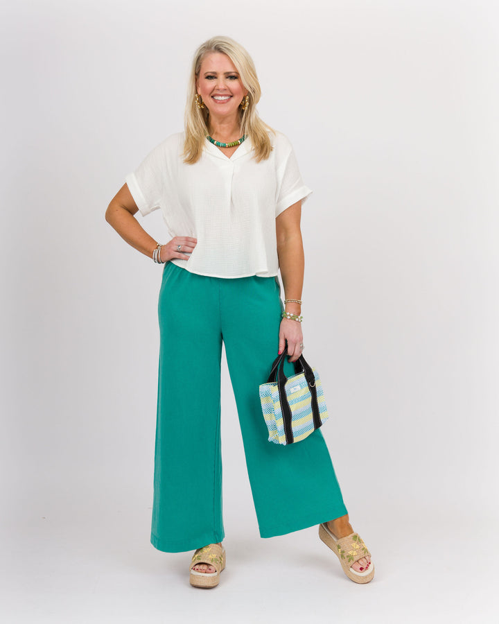 Off-White Gauze V-Neck Top