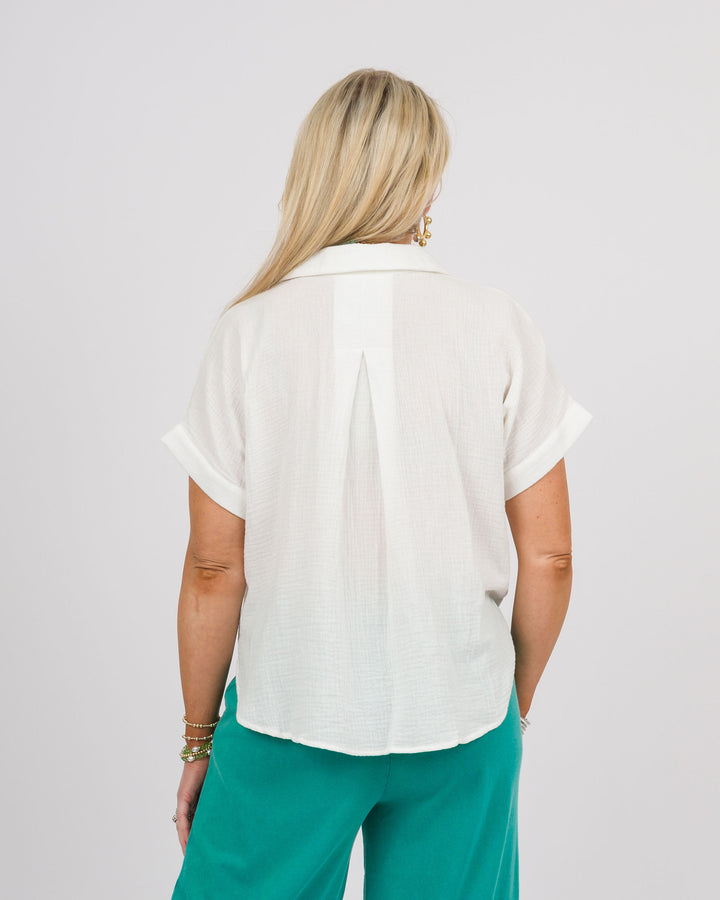 Off-White Gauze V-Neck Top