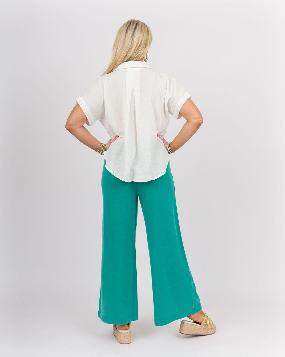 Off-White Gauze V-Neck Top