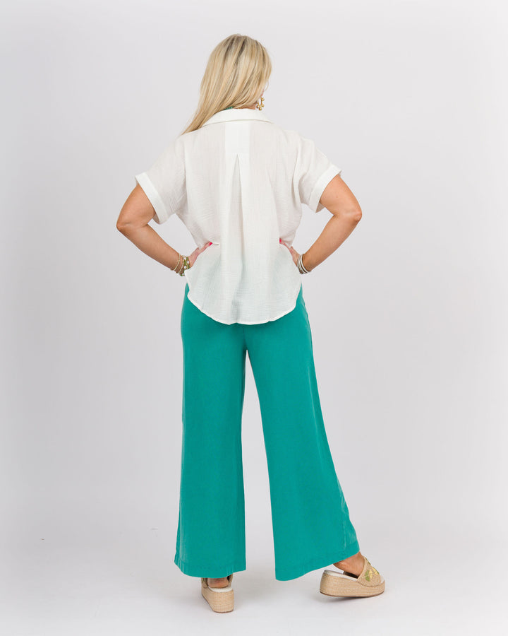 Off-White Gauze V-Neck Top