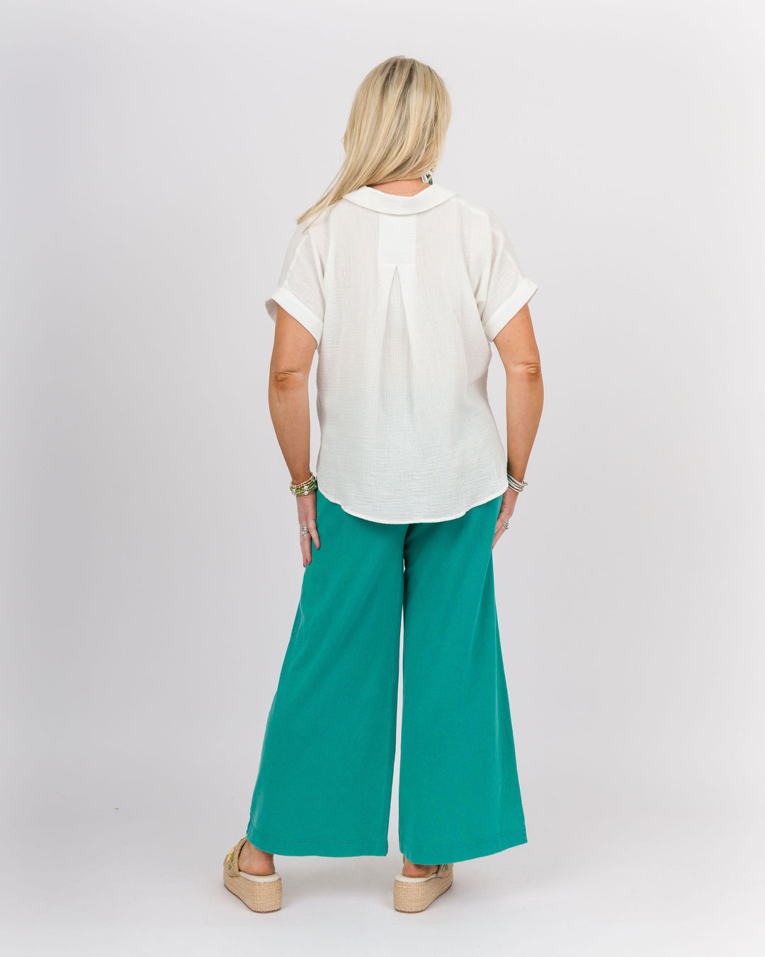 Off-White Gauze V-Neck Top