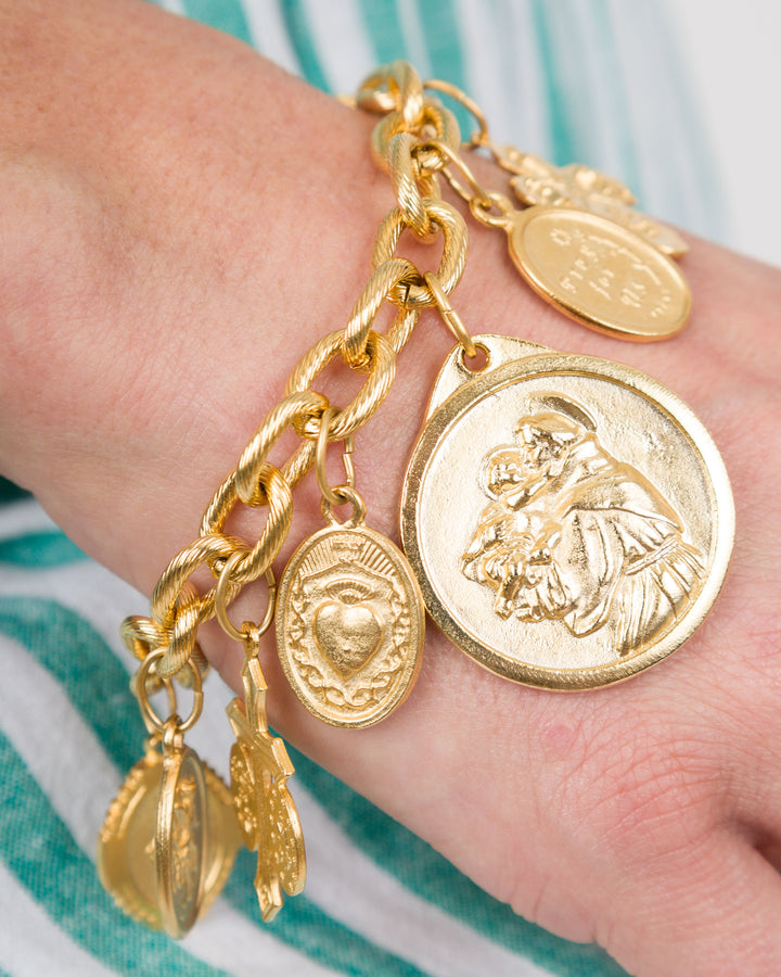 Susan Shaw Gold Saints Charm Bracelet